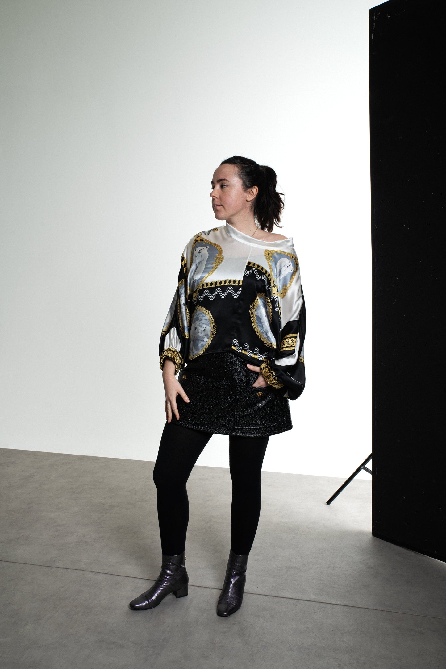 Blouse made in France en soie, top polar bear