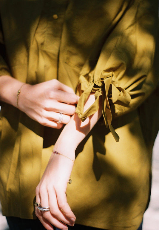 détail de la blouse Sylvia oversize en popeline de coton fabrication francaise artisanale