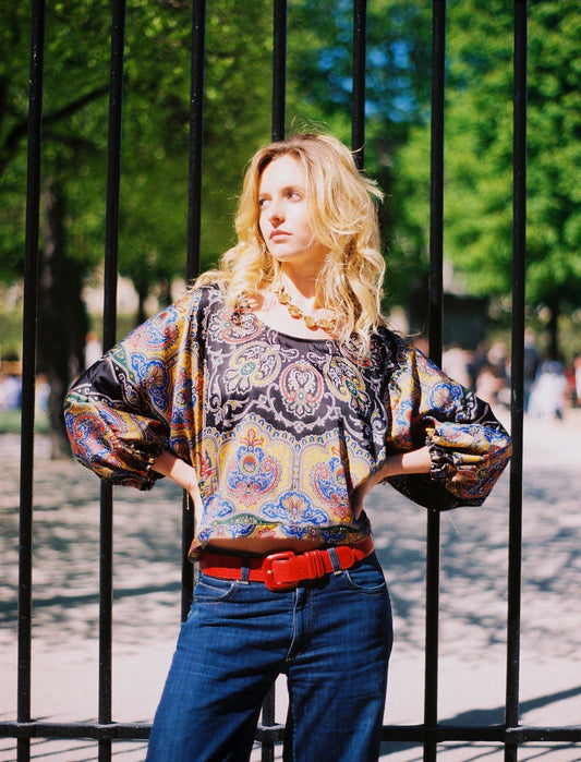 Blouse boheme chic imprime made in france