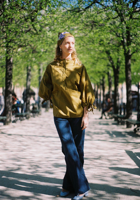 blouse oversize en coton italien vert olive made in france