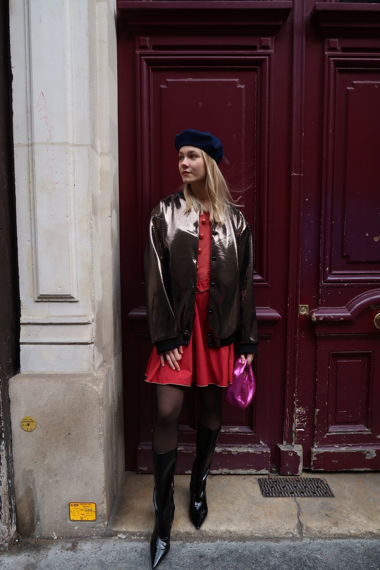 Bomber Mélusine en néoprène doré, made in France - carlisfrance