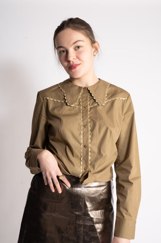 chemisier femme popeline de coton italien style vintage fabriquée en france