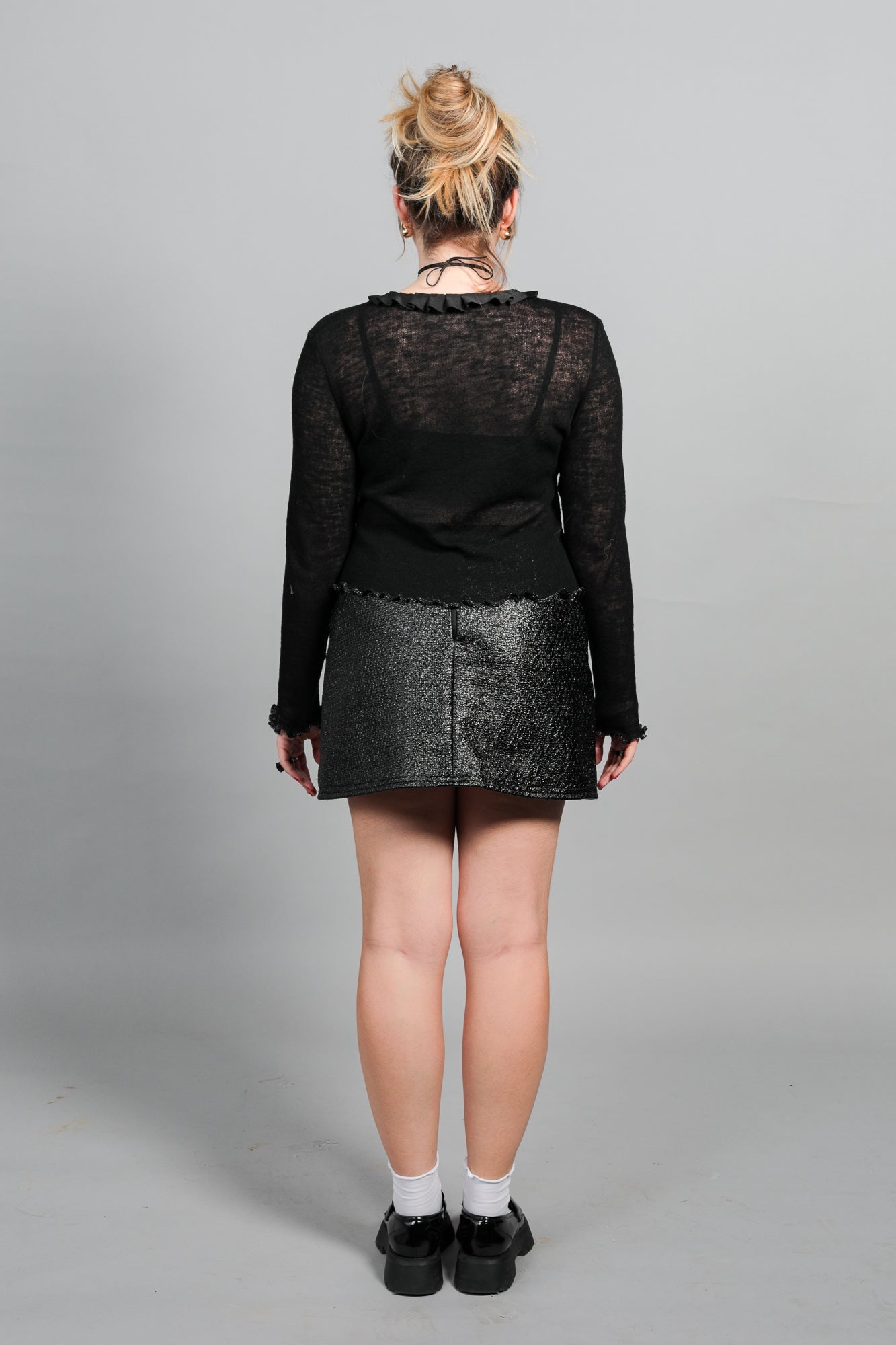 Gilet laine noire coupe ajustée finitions artisanales fait main France