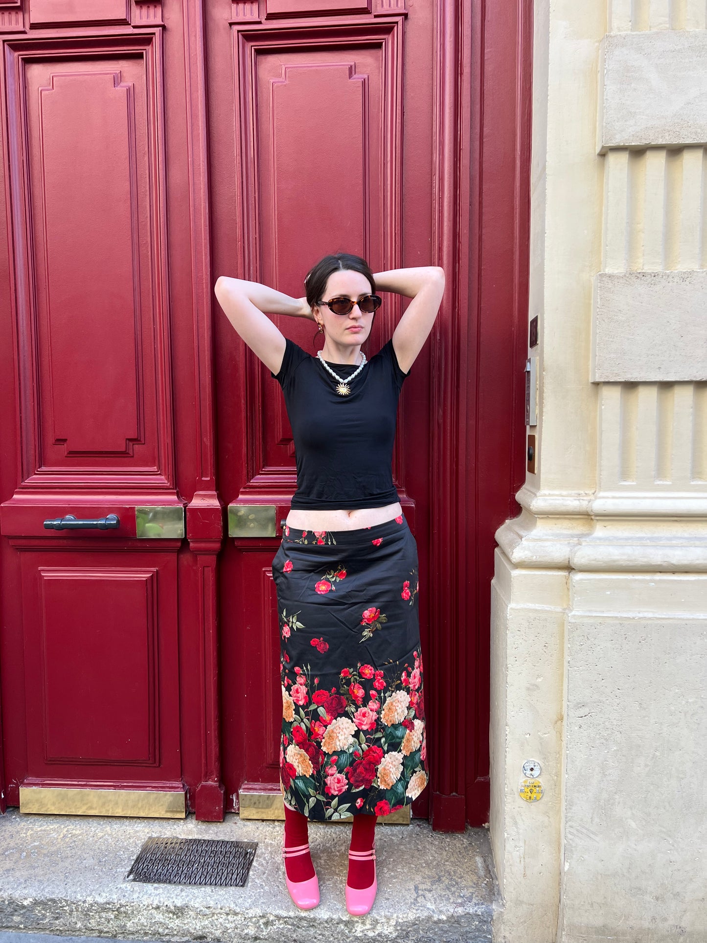 jupe fleurie en coton imprimé de luxe upcycle made in france