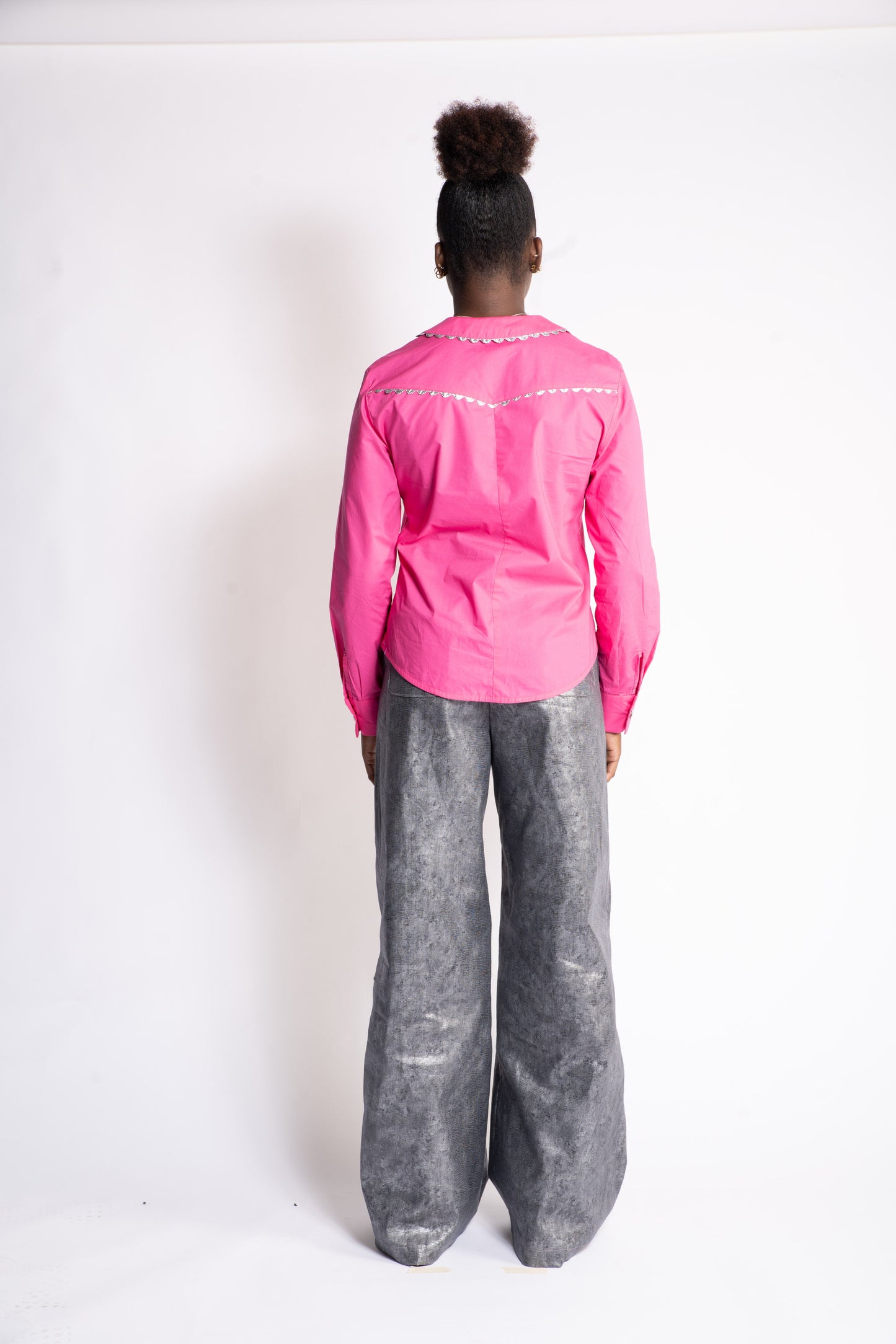 Pantalon Cow Girl, denim enduit argenté - carlisfrance