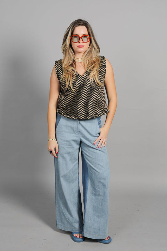 Pull Sans Manches Café in Paris -Laine Premium - carlisfrance