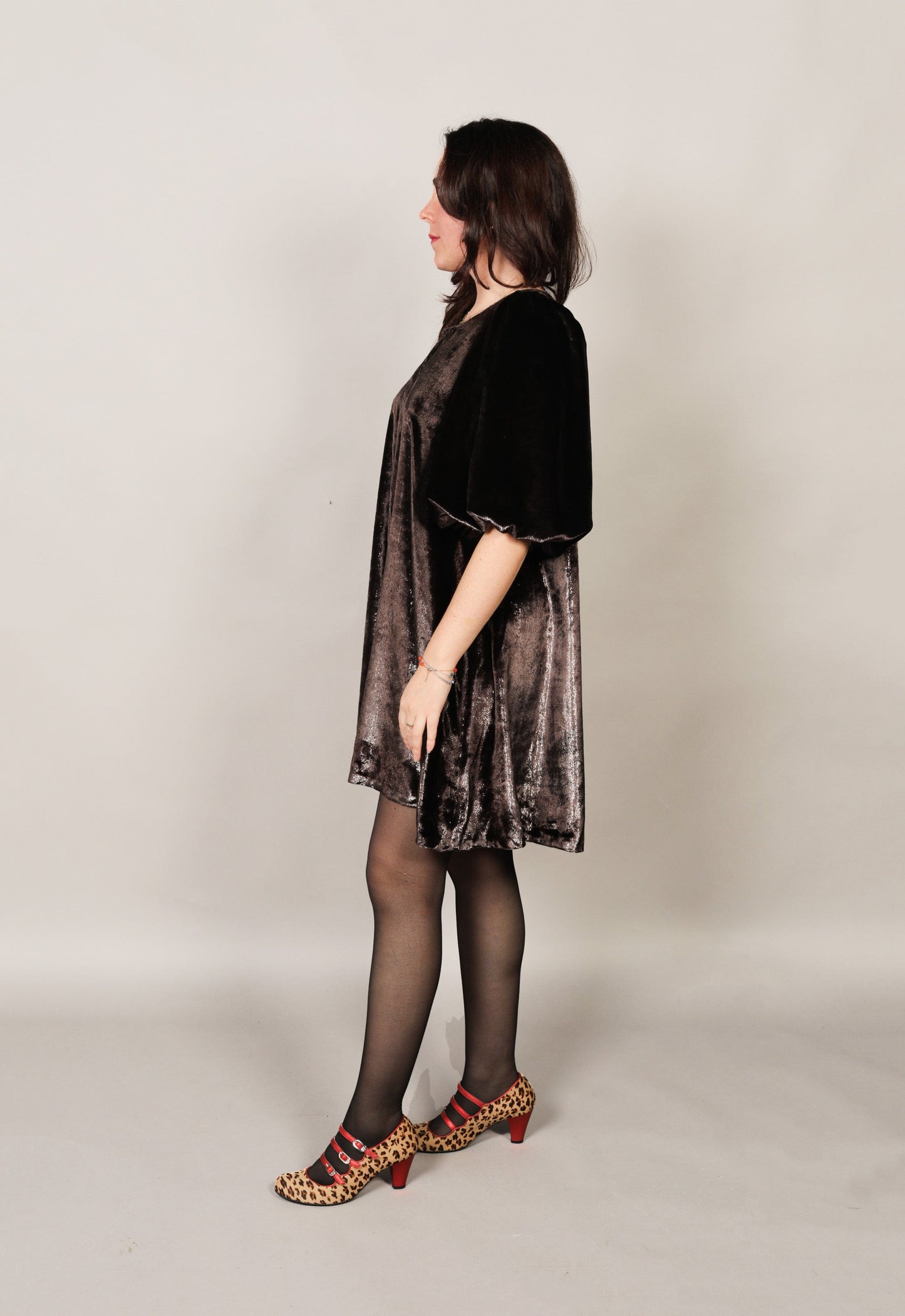 Robe Frosted Chestnut - robe-frosted-chestnut-Carlisfrance, robe babydoll, made in France en velours