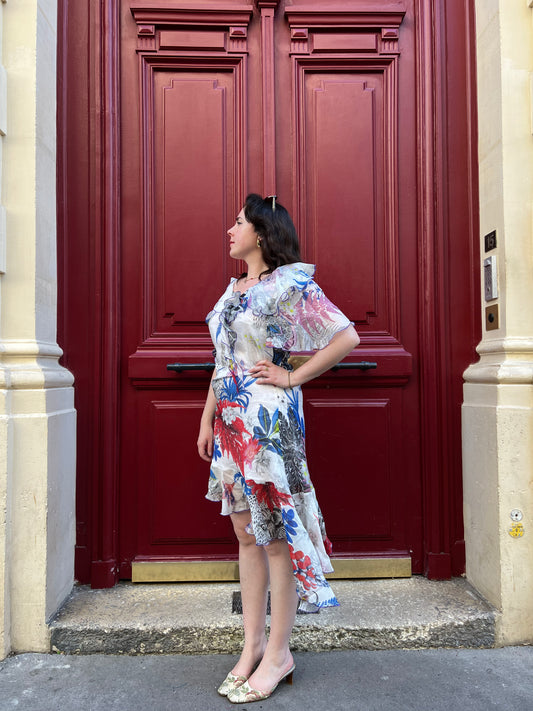 robe fabriquee en france en soie de luxe tye cavalli