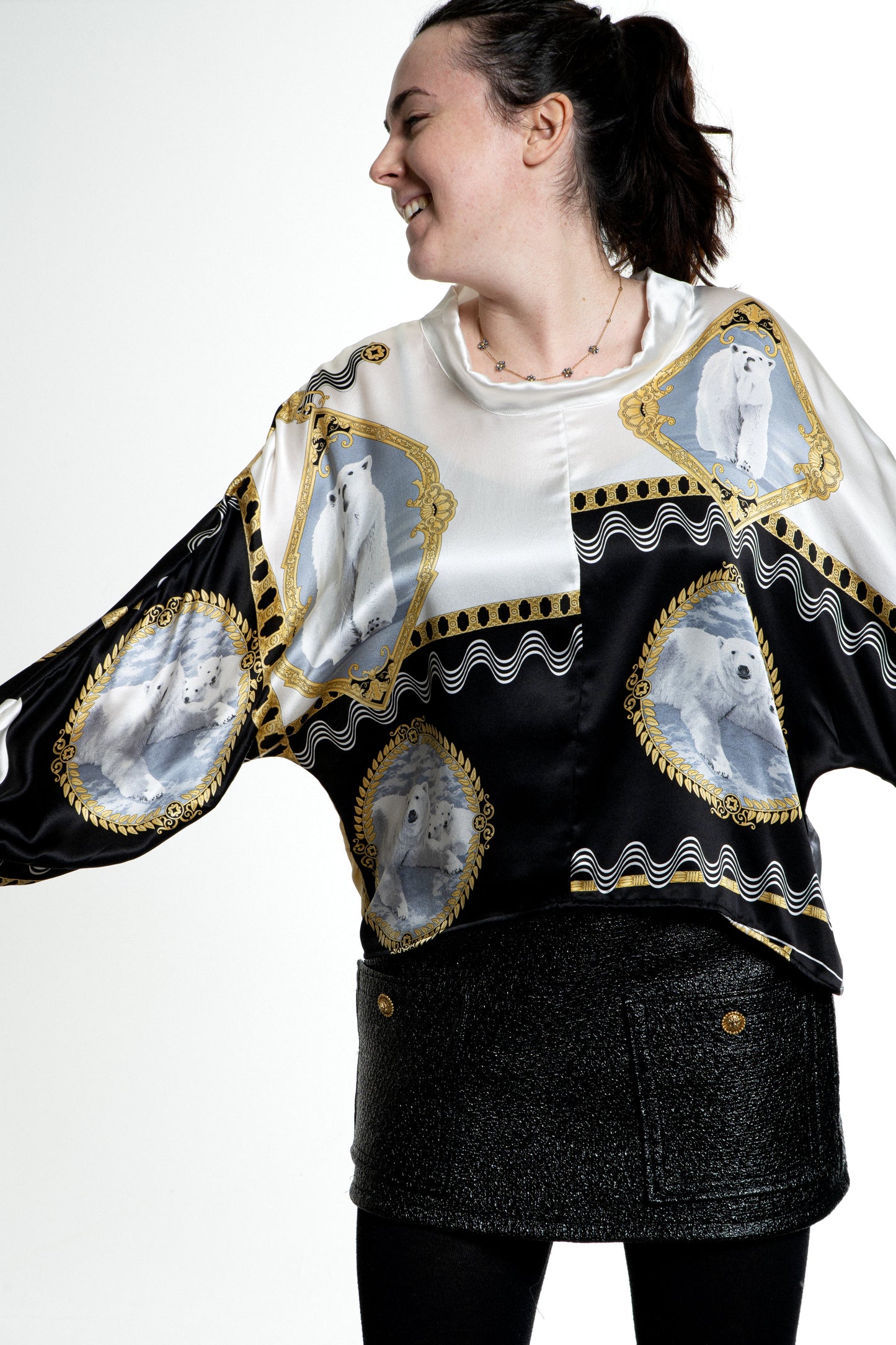 Top Polar Bear - carlisfrance, blouse en soie de luxe made in France