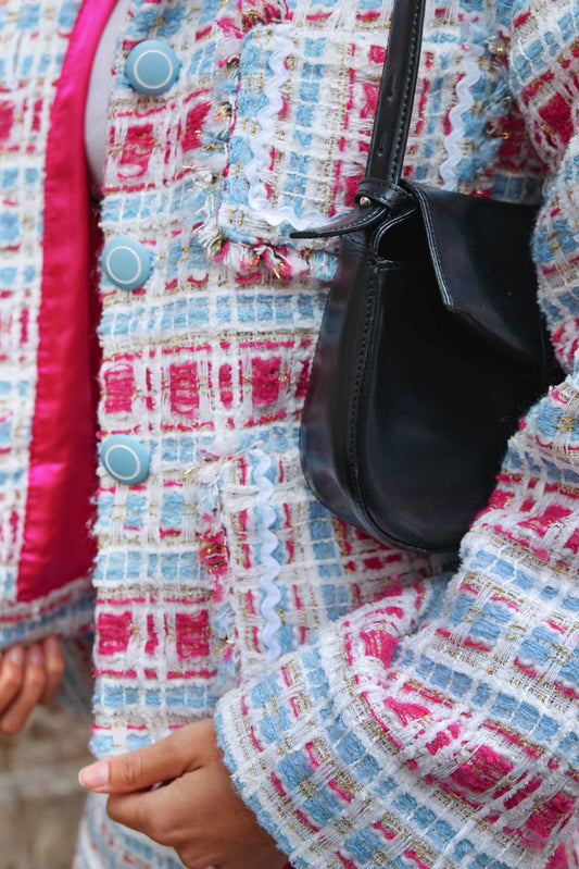 Veste Tailleur Carlis rose & bleue - carlisfrance