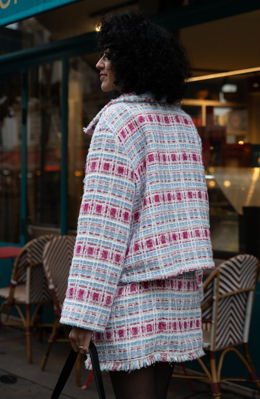 Veste Tailleur Carlis rose & bleue - carlisfrance