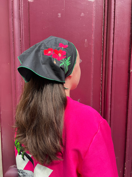 Foulard Poppy noir - Coton imprimé