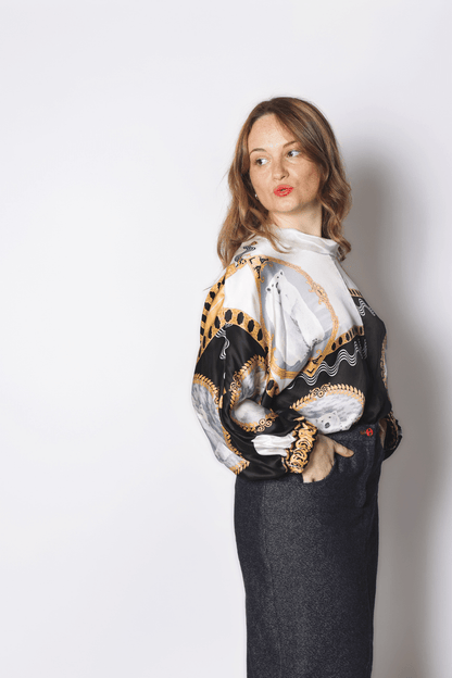 Blouse Ours Blanc, Soie de Mûrier & Savoir - faire français - carlisfrance