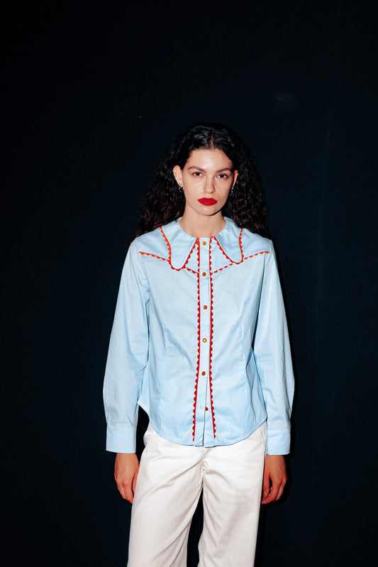 Chemisier Calamity Carlis baby blue - carlisfrance