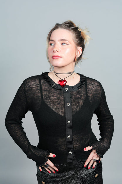 Gilet noir maille fine femme look soirée élégante – Carlisfrance
