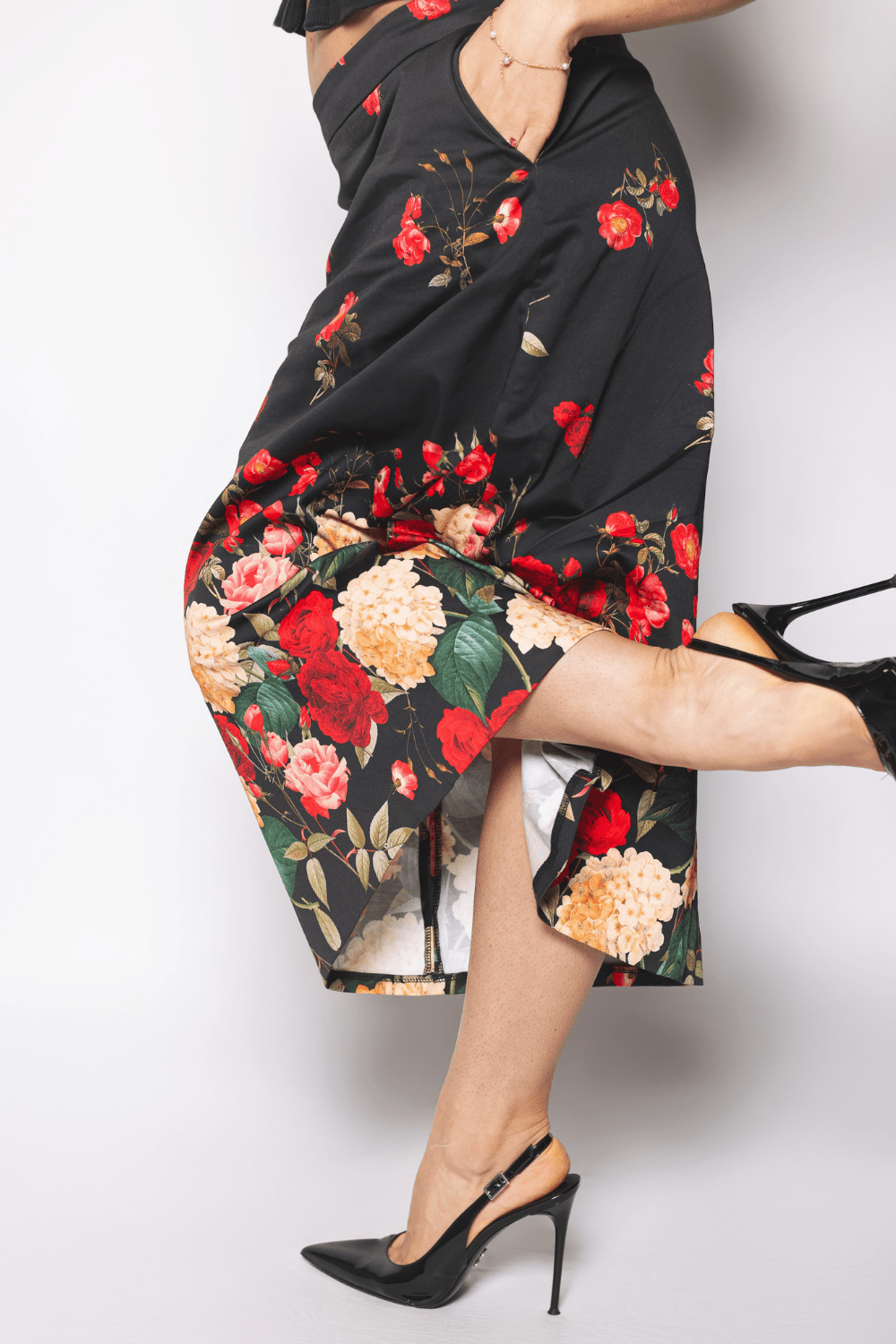 Jupe Toscane – Jupe Midi Satin de Coton Fleuri Italien Édition Limitée Made in France - carlisfrance