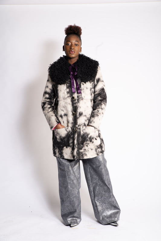 Manteau Cow girl en laine upcyclée- carlisfrance made in France