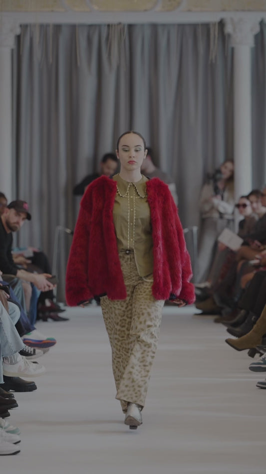 bomber fourrure rouge