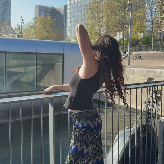 Jupe midi Milan par Carlisfrance en maille lurex premium upcyclée, coupe évasée et taille naturelle