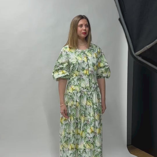 la robe longue Ravenne en popeline de coton italien premium, made in France, confection artisanale