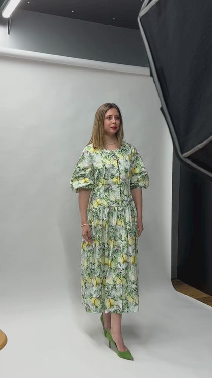 la robe longue Ravenne en popeline de coton italien premium, made in France, confection artisanale