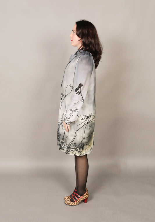 Robe Bella  robe en soie Manches longues - carlisfrance, made in France