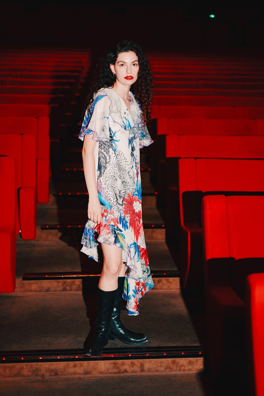 Robe Carrie - Voile de soie imprimé Cavalli - carlisfrance