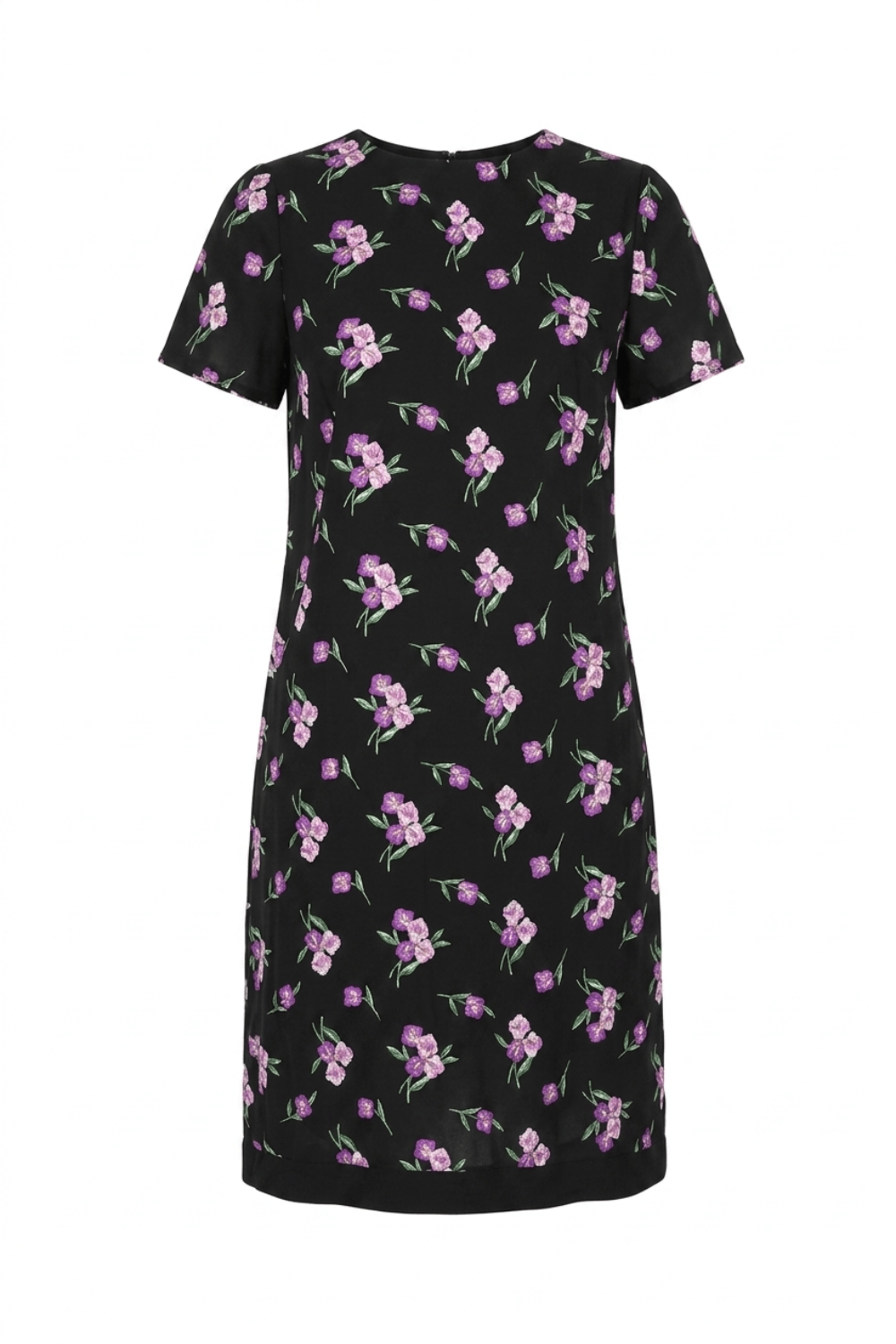 Robe Helsinki — Imprimé Fleurs Brodées Noir et Rose ,Viscose Luxe Made in France - carlisfrance