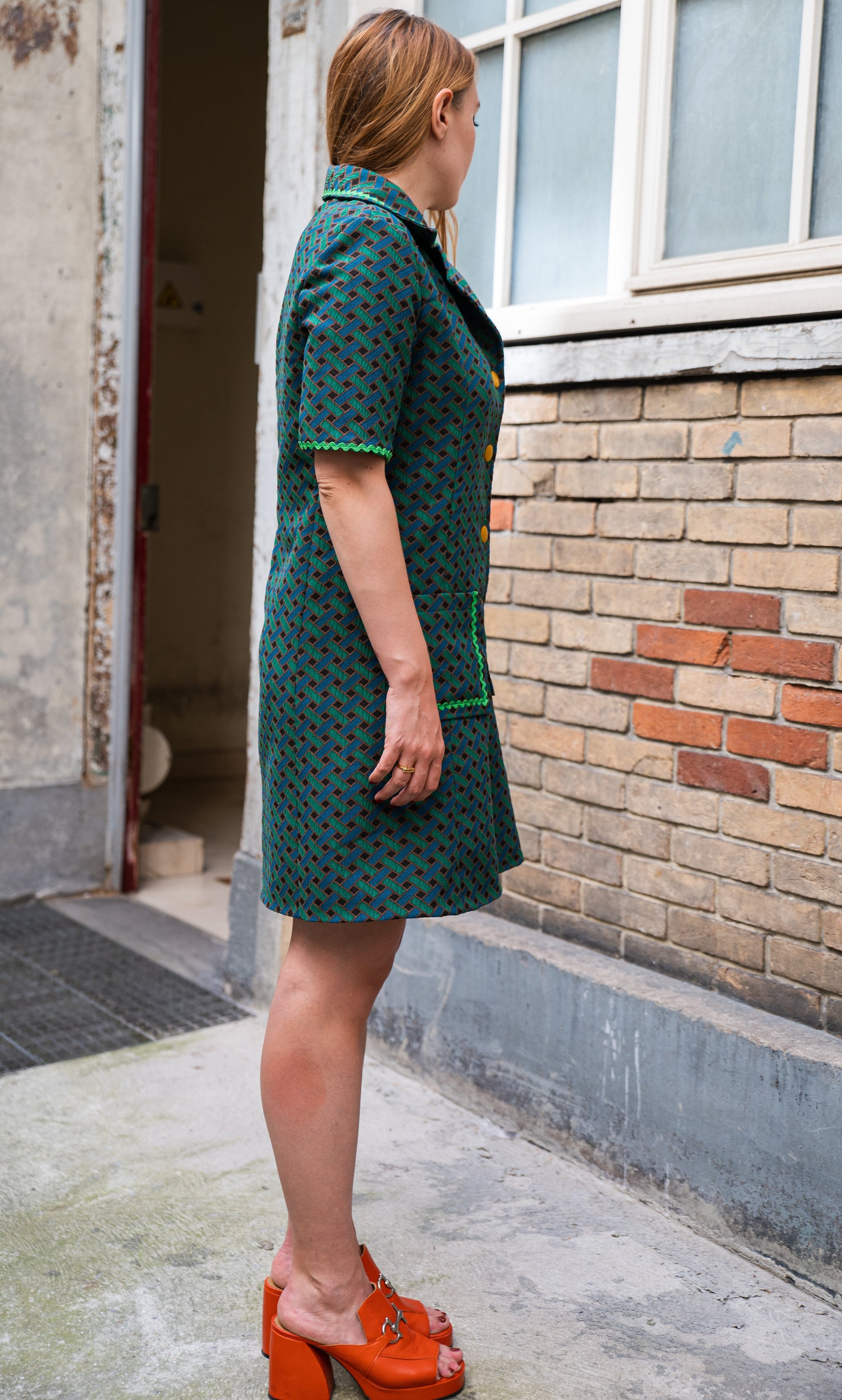 Robe Soirée à Naples, jacquard de coton, made in France - carlisfrance