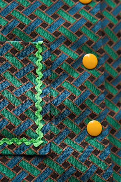 détail de la poche de la robe rétro en jacquard de coton, robe élégante made in France