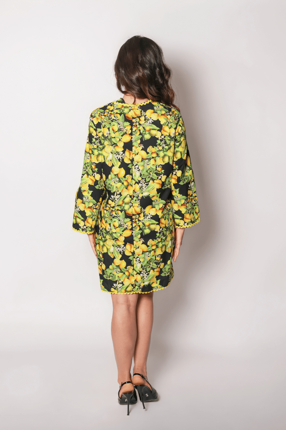 Robe Trapèze Limone en Coton Italien Imprimé Citrons - carlisfrance