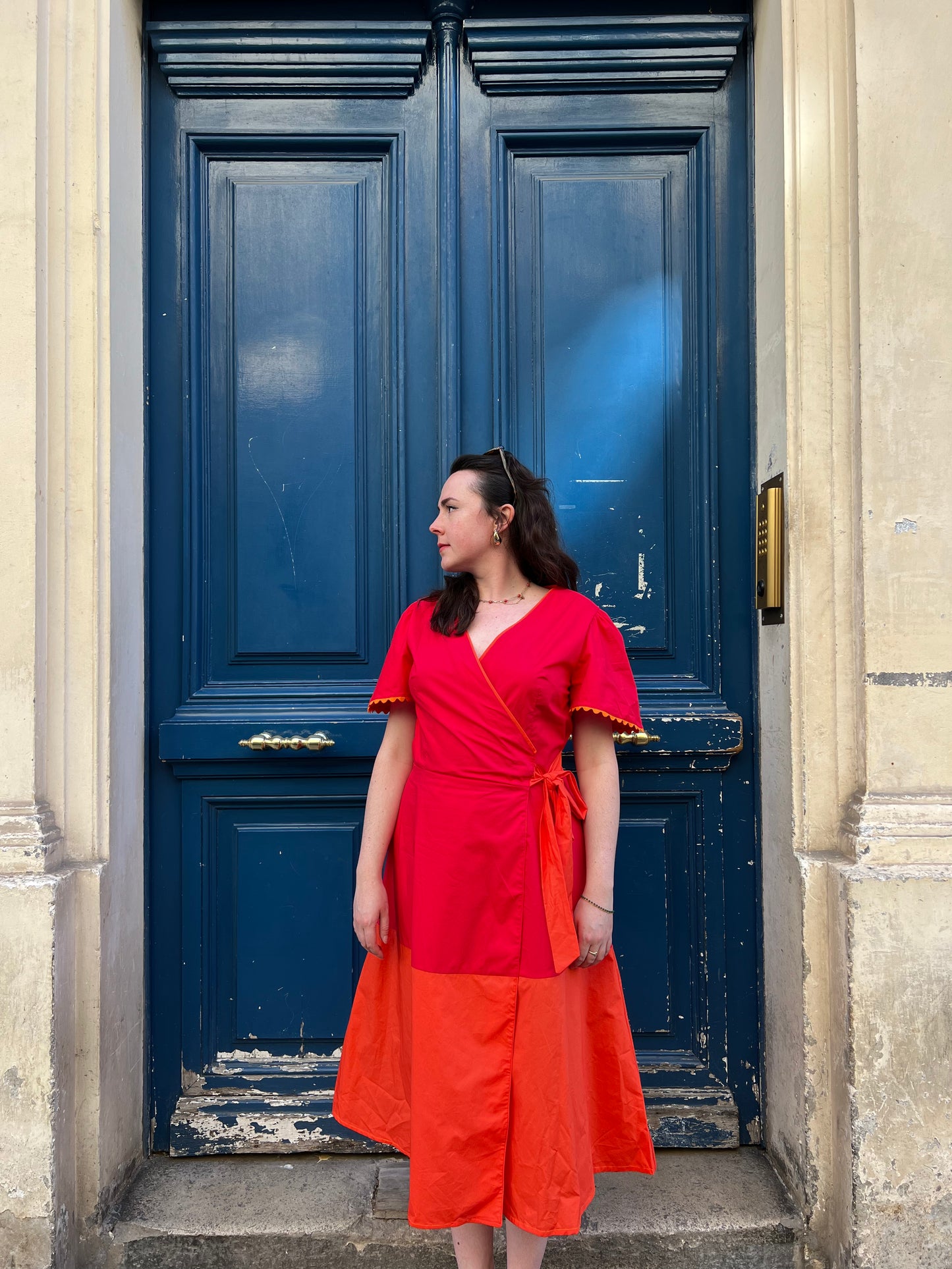 robe portefeuille coton made in France bicolore