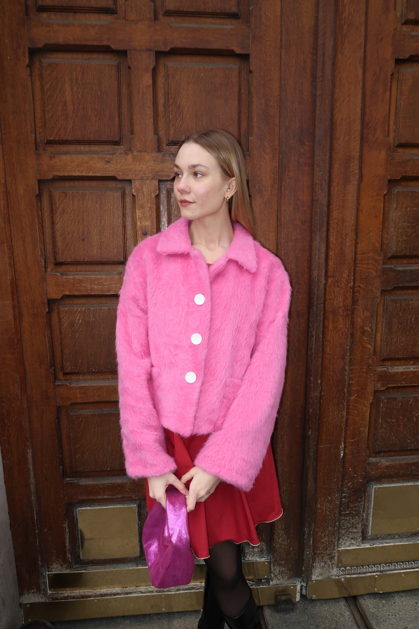 Veste Barbapapa - Pièce Signature Alpaga Rose, Créateur Français Made in France - carlisfrance