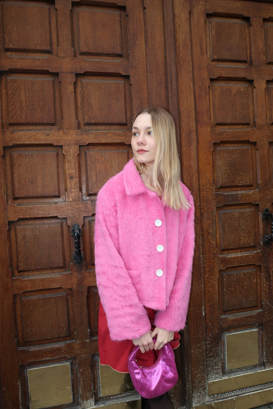 Veste Barbapapa - Pièce Signature Alpaga Rose, Créateur Français Made in France - carlisfrance