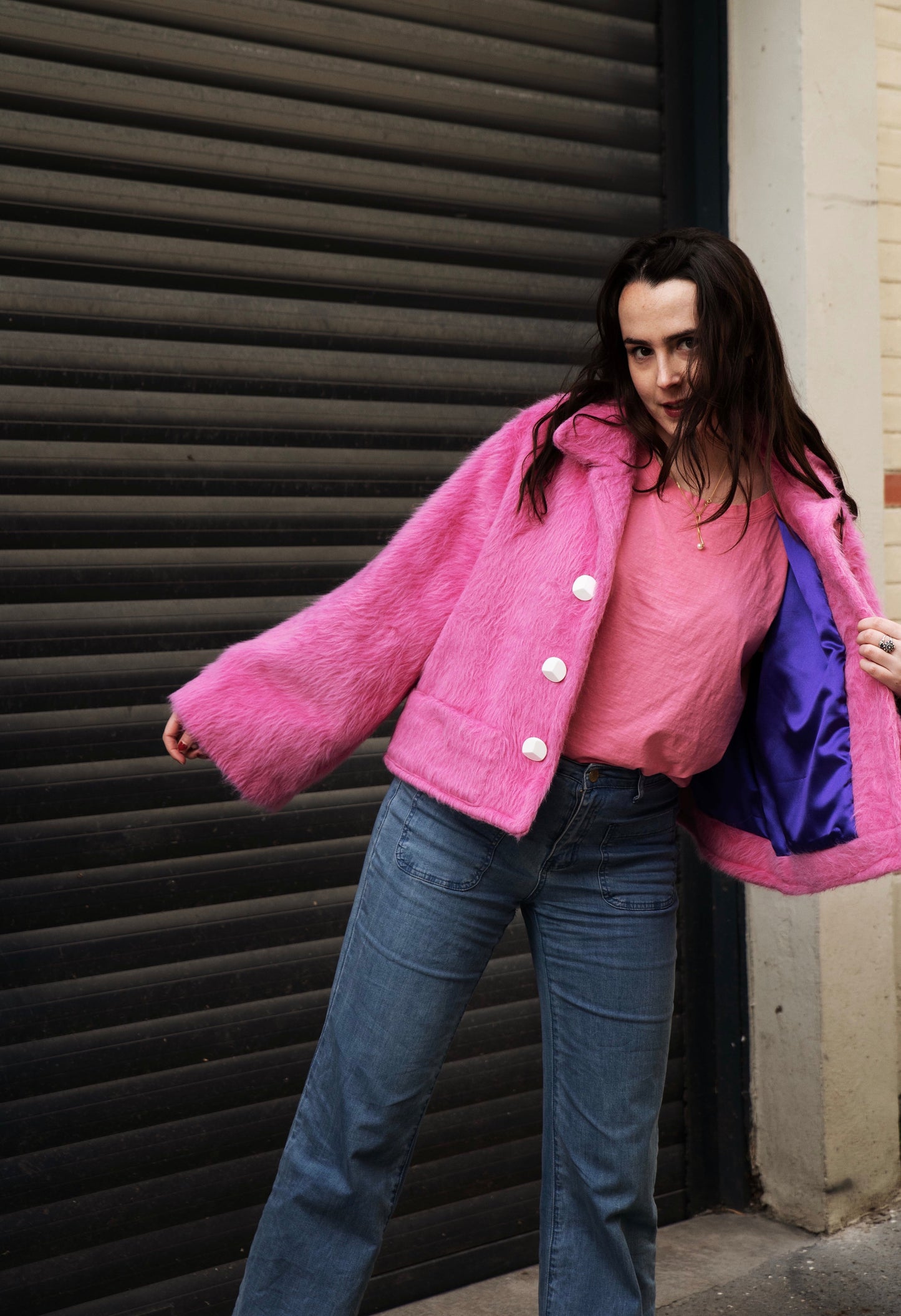 Veste Barbapapa - Pièce Signature Alpaga Rose, Créateur Français Made in France - carlisfrance